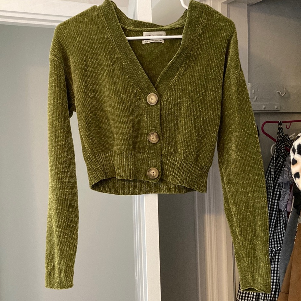 Urban outfitters green cropped cardigan sweater